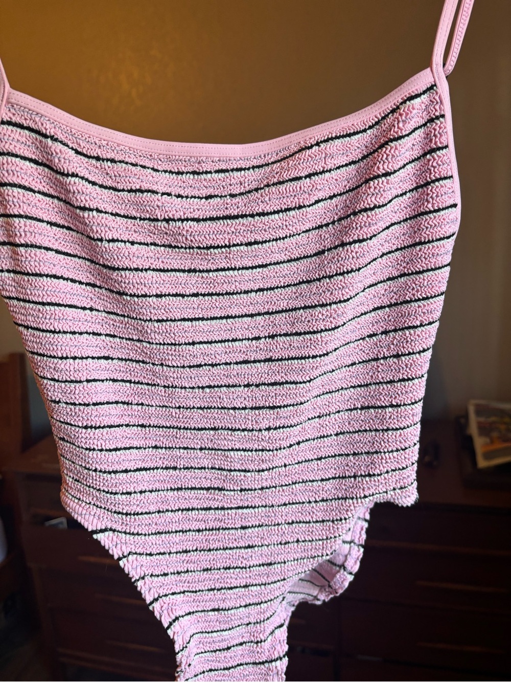 bond-eye Pink and Black Striped Kids One-Piece